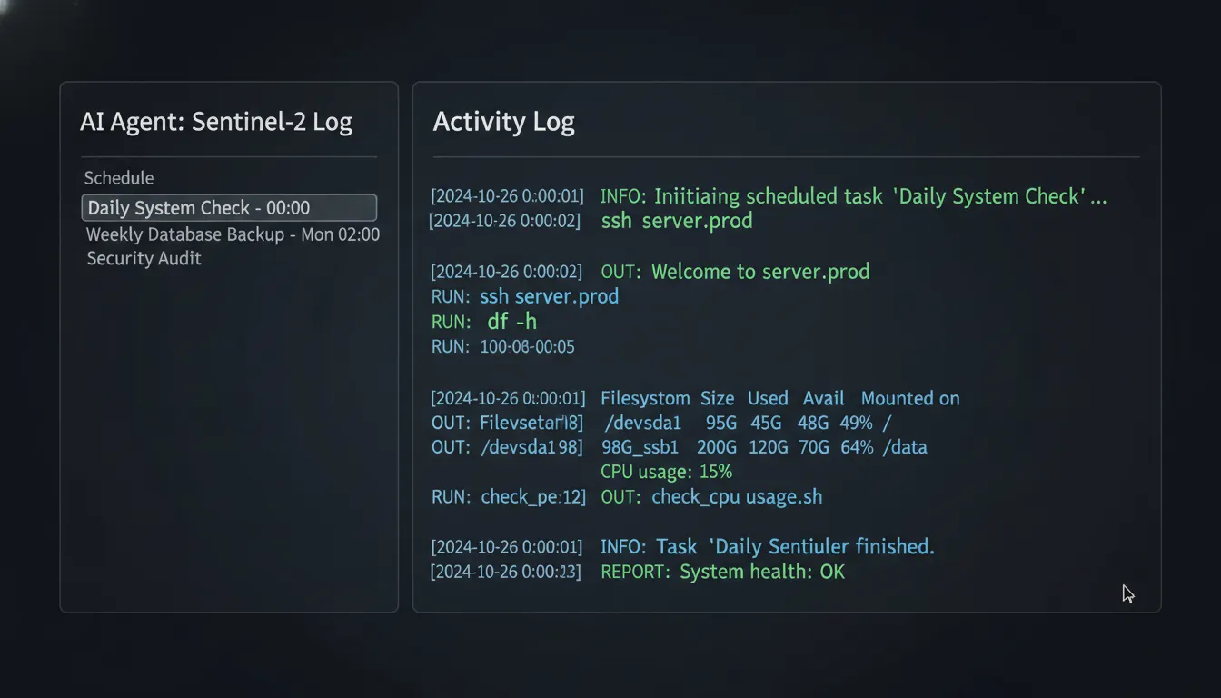 Automated server maintenance log