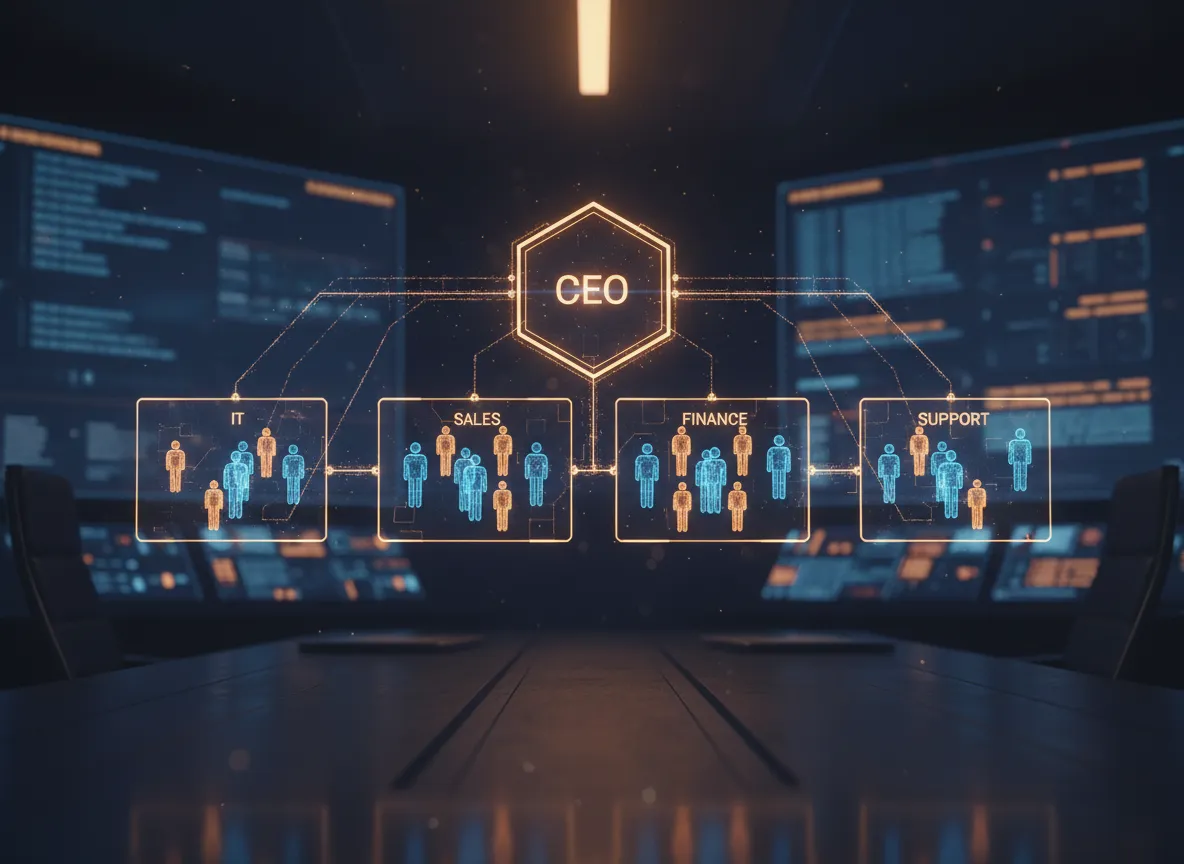 Organizational chart with AI agents